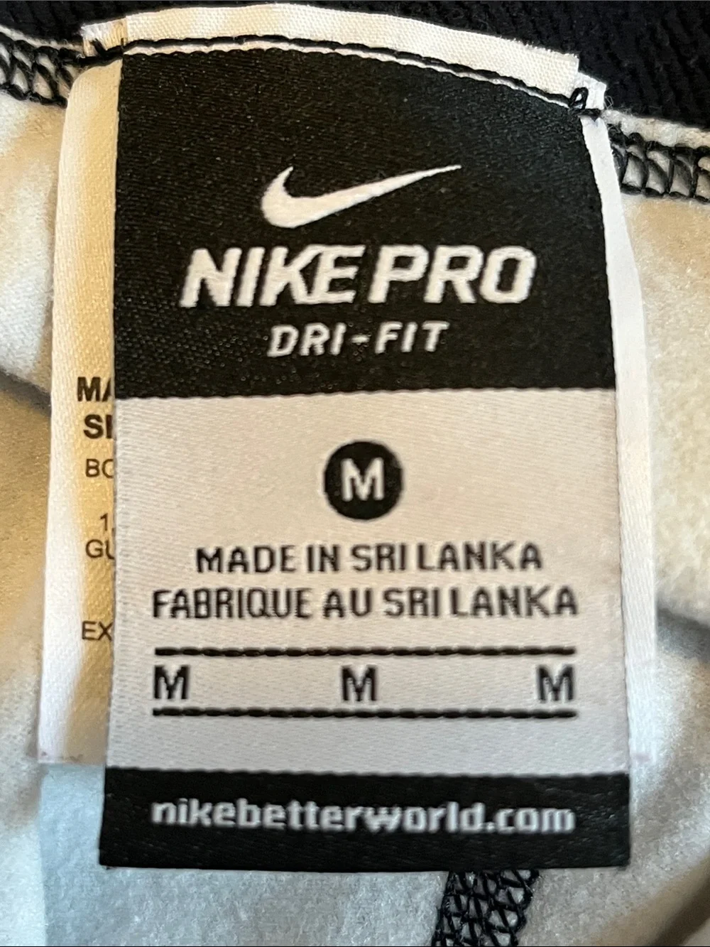Nike Black and White Textured Pro Training Leggings